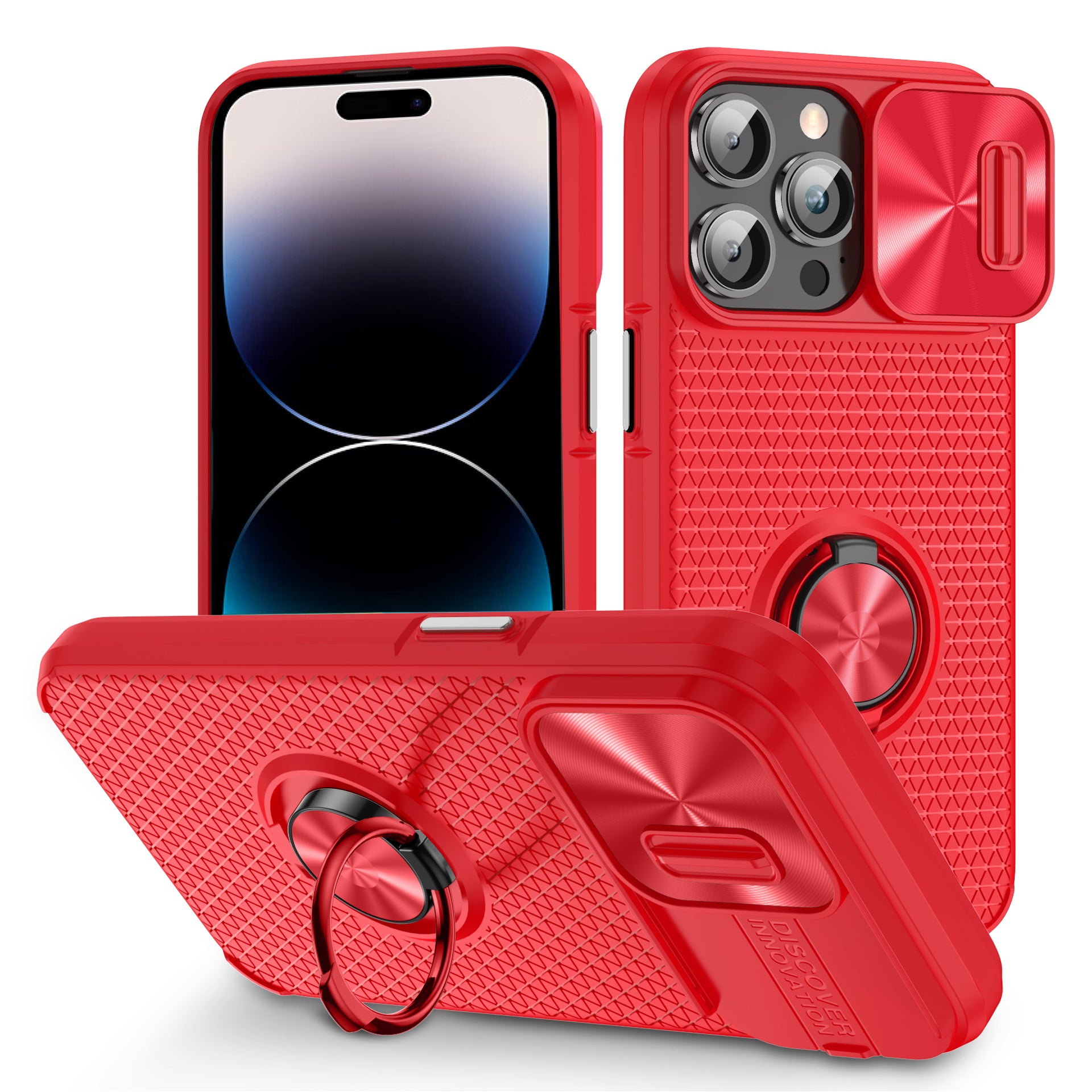 Ringholder Kickstand telefoncover til iPhone 14 Pro PC TPU etui med skydelinsebeskyttelse Ringholder Kickstand telefoncover til iPhone 14 Pro PC TPU etui med skydelinsebeskyttelse